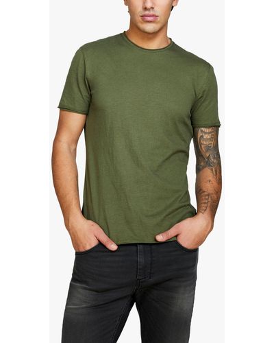 Sisley Solid Coloured Raw Cut T-shirt - Green