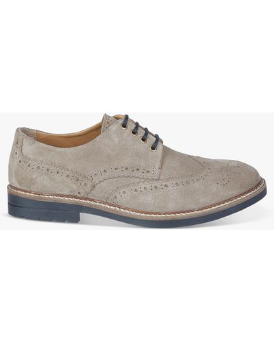 Silver Street London Tooting Suede Lace Up Brogue Shoes - White