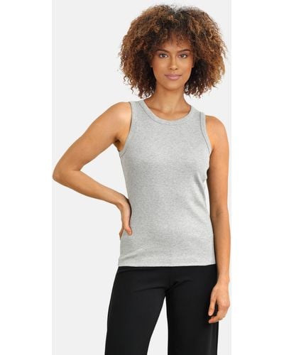 Sisters Point Slim Fitted Rib Tank Top - White