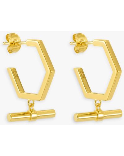 Rachel Jackson Hexagon T-bar Hoop Earrings - Metallic