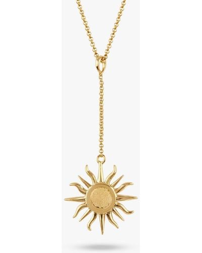 Dinny Hall Brushed Sun Charm Pendant Necklace - Metallic