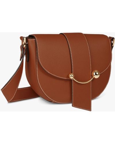 Strathberry Crescent Leather Satchel Bag - Brown