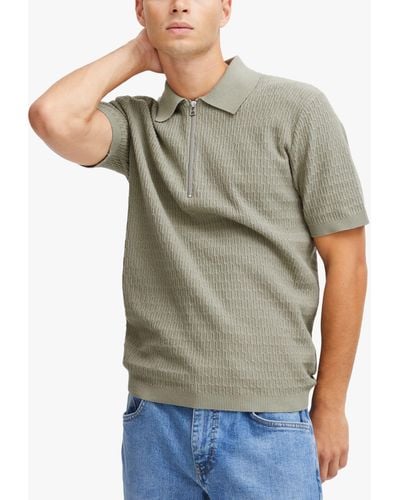 Casual Friday Karl Structured Zip Knit Polo Shirt - Grey
