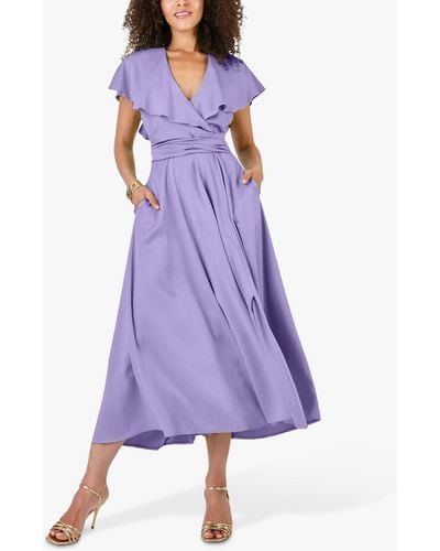 Closet Frill Flared Midi Dress - Purple