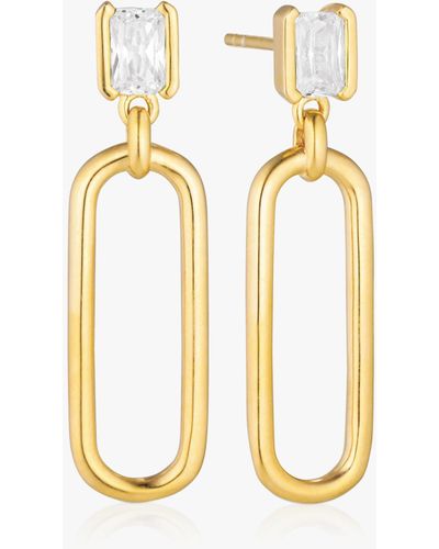 Sif Jakobs Jewellery Roccanova Lungo Cubic Zirconia Stud Oval Drop Earrings - Metallic