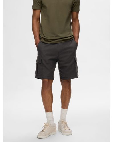 SELECTED Selected Homme Regular Fit Cotton Blend Cargo Shorts - Green