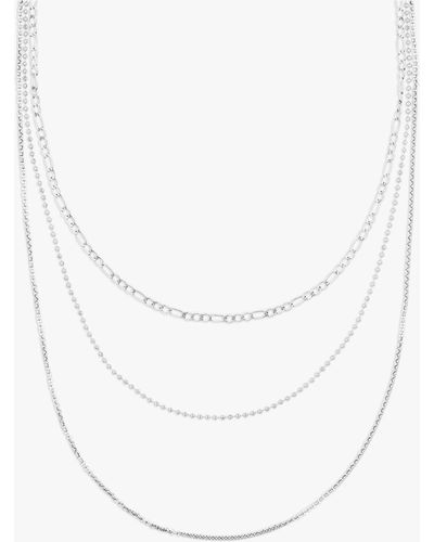 Orelia Luxe Multi Row Layering Chain Necklace - White