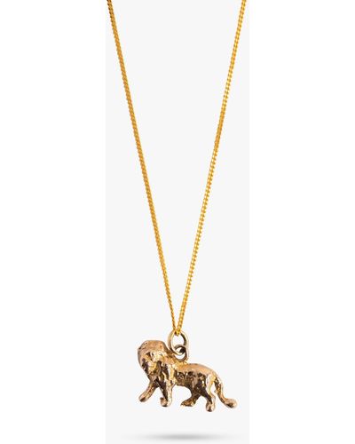 L & T Heirlooms Second Hand 9ct Yellow Gold Lion Charm Pendant Necklace - Metallic
