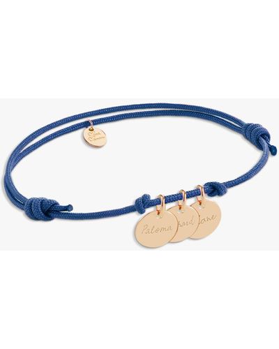 Merci Maman Personalised 3 Disc Charm Braided Bracelet - Blue