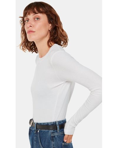 Whistles Essential Ribbed Crew Neck Top - White