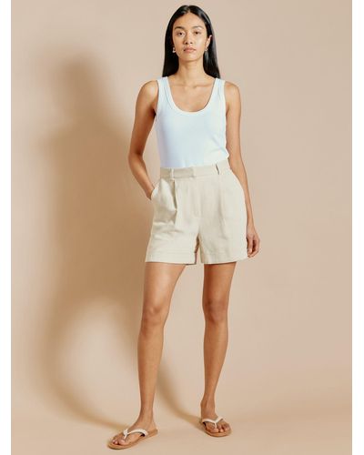 Albaray Cotton Linen Blend Twill Shorts - Natural