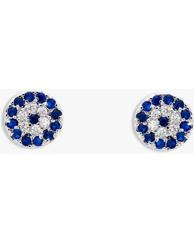 Melissa Odabash Glass Crystal Evil Eye Stud Earrings - Blue