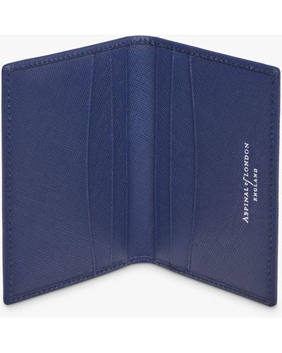 Aspinal of London Double Fold Leather Credit Card Holder - Blue