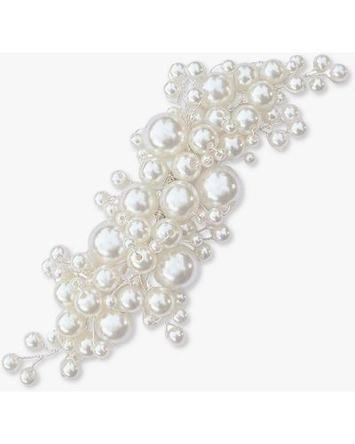 Ivory & Co. Pearl Blossom Silver Plated Hair Clip - White
