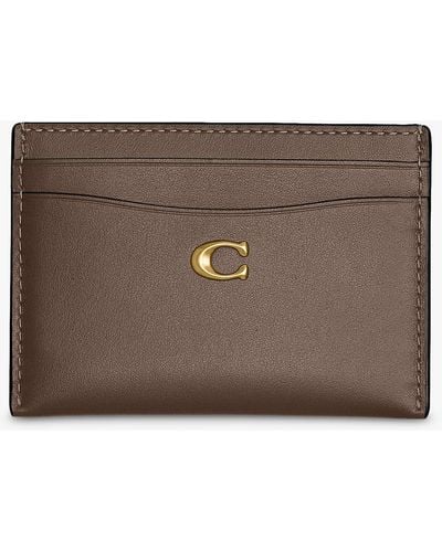 COACH Leather Card Case - Brown