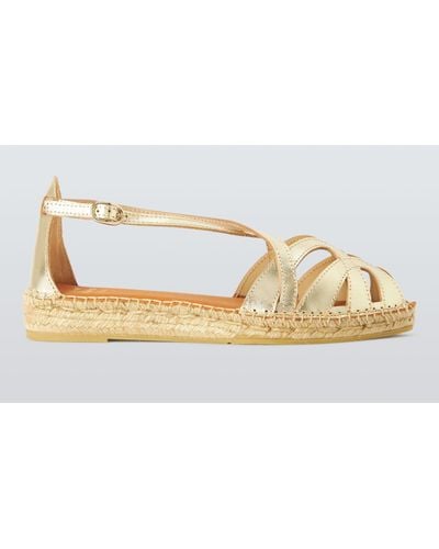 John Lewis Keira Leather Flat Pointed Fisherman Espadrilles - Metallic