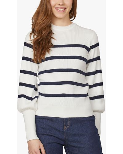 Sisters Point Knitted Ribbed Striped Top - Grey