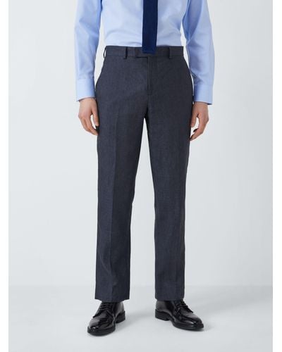 John Lewis Cambridge Linen Regular Fit Trousers - Blue