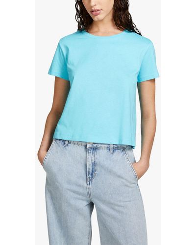 Sisley Boxy Fit Organic Cotton T-shirt - Blue