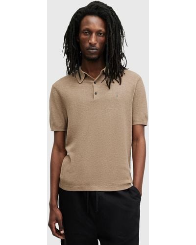 AllSaints Aubrey Organic Cotton Knit Polo Shirt - Black