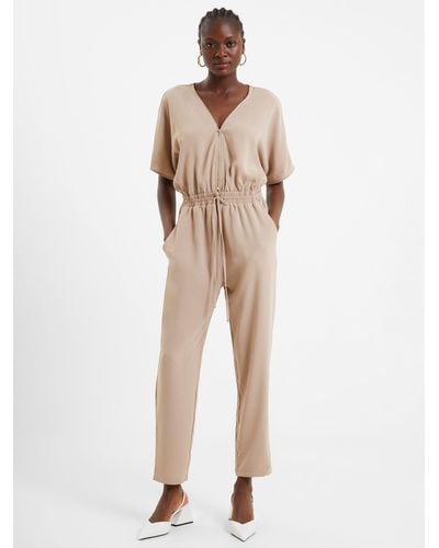 French Connection Zip Neck Jumpsuit - Natural