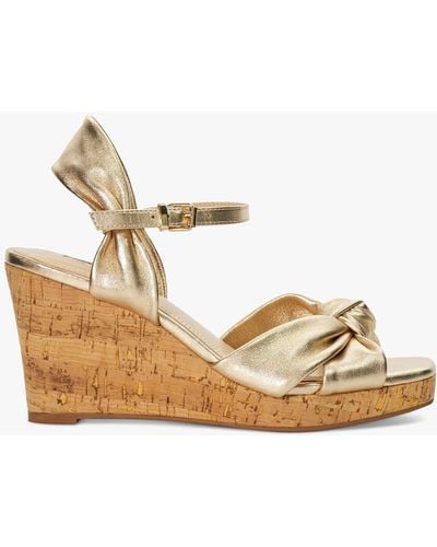 Dune Kaino Knotted Leather Wedge Sandals - Metallic