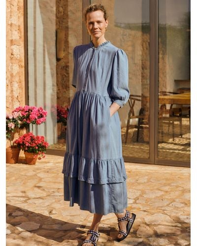 Baukjen Alicia Tiered Hem Midi Dress - Blue