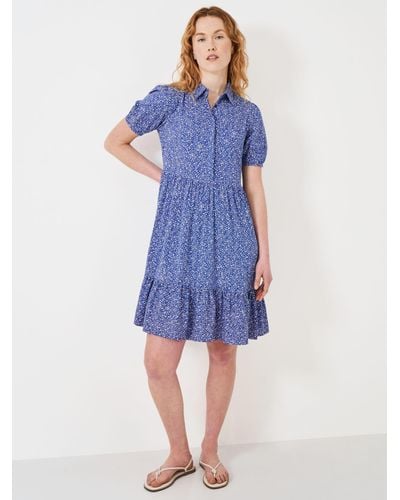 Crew Carlie Tiered Shirt Mini Dress - Blue