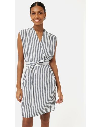 Jigsaw Striped Linen Mini Dress - White