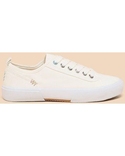 White Stuff Pippa Canvas Lace Up Trainers - Natural