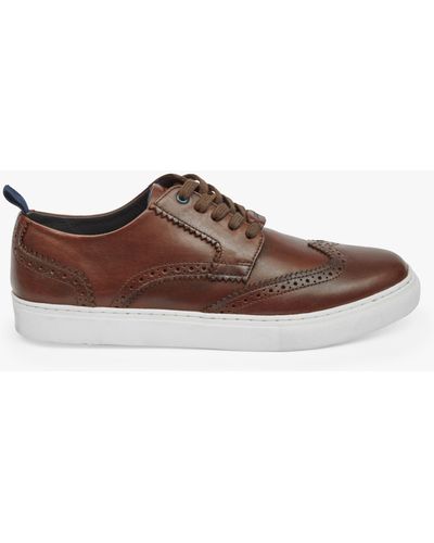 Pod Foley Leather Brogue Trainers - Brown