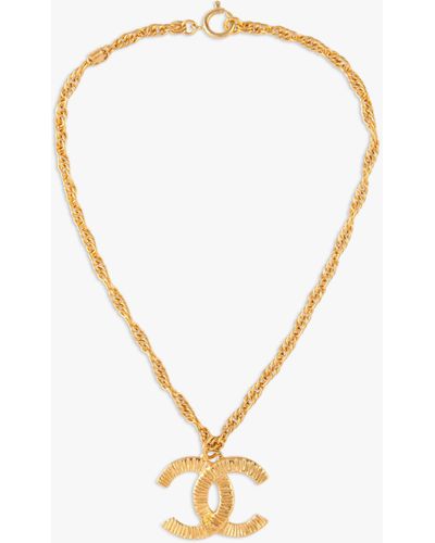 Susan Caplan Vintage Chanel Logo Pendant Necklace - Natural
