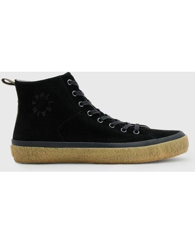 AllSaints Crister Logo-debossed Leather High-top Trainers - Black