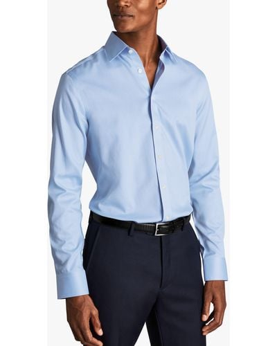 Charles Tyrwhitt Non-iron Puppytooth Slim Fit Shirt - Blue