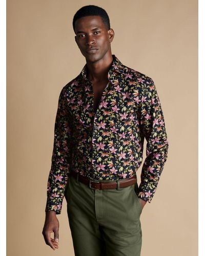 Charles Tyrwhitt Large Floral Liberty Print Slim Fit Shirt - Natural