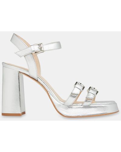 Whistles Addie Metallic Leather Platform Sandals - White