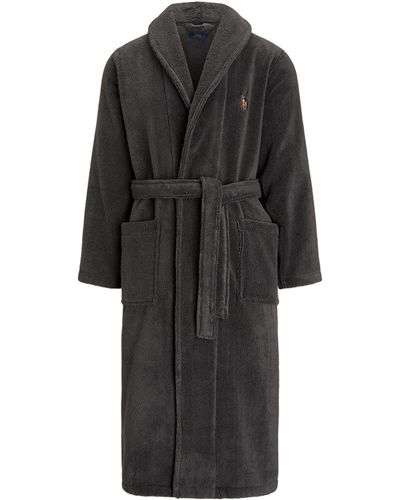 Ralph Lauren Polo Shawl Collar Terry Bath Robe - Black