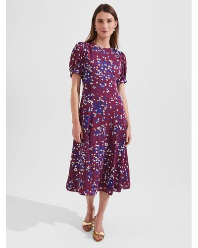 Hobbs Rochelle Floral Fit And Flare Dress - Purple