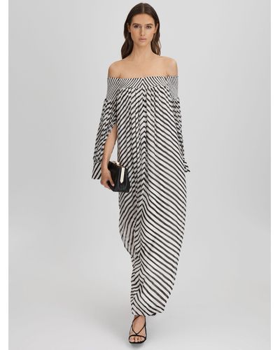 Reiss Fabia Stripe Badot Maxi Dress - Grey