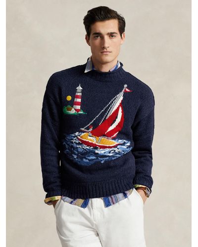 Ralph Lauren Regular-fit Sailboat Intarsia-knit Jumper - Blue