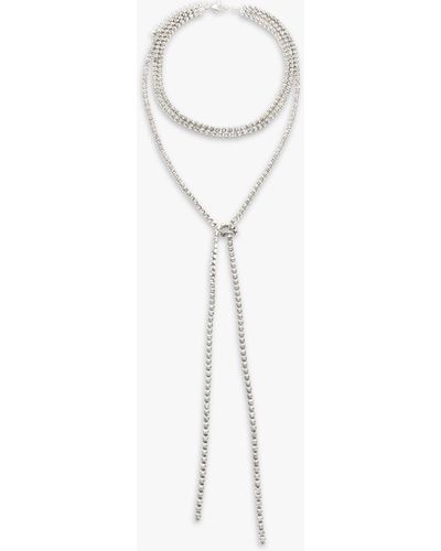 John Lewis Diamante Triple Row Layered Necklace - White