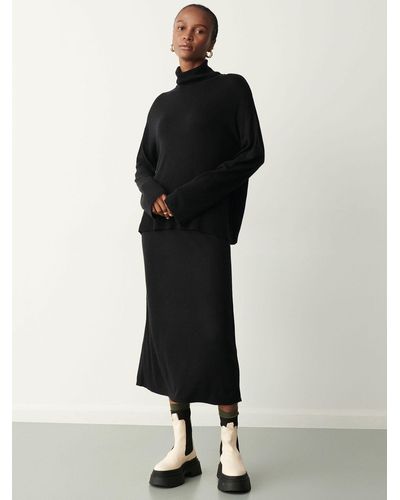Finery London Thea Knitted Midi Skirt - Black