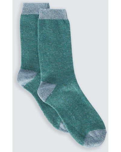 John Lewis Speckled Wool Silk Blend Socks - Blue