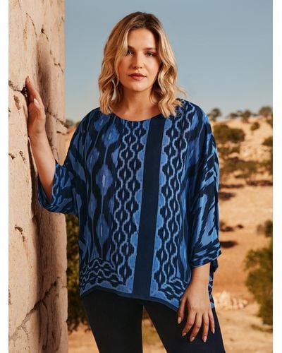 Live Unlimited Curve Ikat Layered Top - Blue