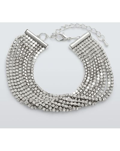 John Lewis Multi-row Diamante Bracelet - Metallic