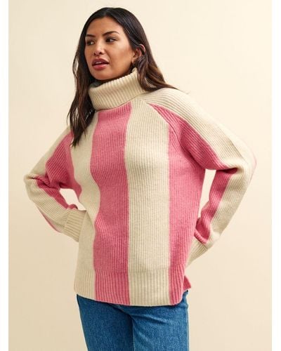 Nobody's Child Stripe Wool Blend Jumper - Pink