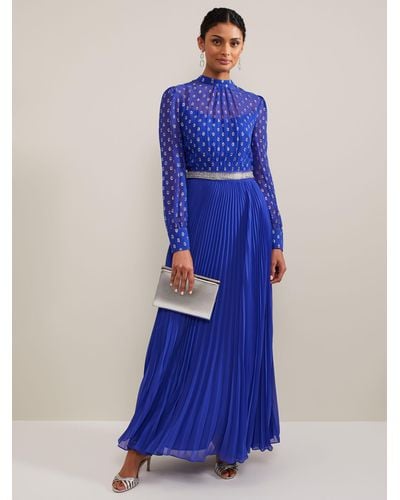 Phase Eight Charley Fil Coupe Maxi Dress - Blue