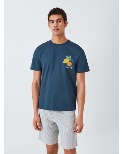 John Lewis Lemon Graphic T-shirt - Blue