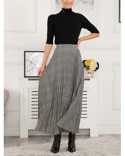 Jolie Moi Sonia Pleated Midi Skirt - Grey