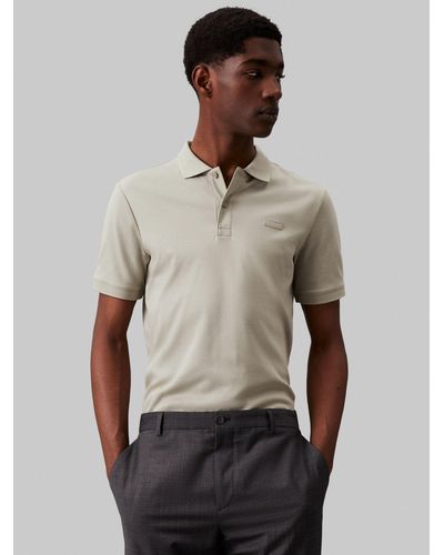 Calvin Klein Smooth Cotton Slim Fit Shirt - Natural